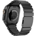 thumbnail image 3 of Full Titanium with Silicone Band Compatible with Apple Watch Ultra 3/2/1 49mm/Series 11/10/9/8/7 46mm 45mm 44mm, Adjustable Links Titanium Magnetic Clasp Connectors and DLC Coating, 3 of 8