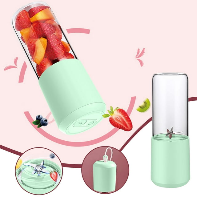 Dvkptbk Mini Juicer 400ml, Six-Blade Head Mini Juicer, USB Rechargeable Portable Juicing Cup, Home Juicer, Large Capacity Glass Juicer Home Appliances