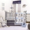 The Peanut Shell 4 Piece Baby Boy Crib Bedding Set - Little Peanut Navy Blue and Grey Elephants - 100% Cotton Fabrics
