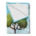thumbnail image 2 of Explore Soft Flannel Fleece Blanket, Girl and Boy on a Zeppelin Flying on Cartoon Style Forest Fantasy Explorer Children, Cozy Plush for Indoor and Outdoor Use, 50" x 70", Multicolor, by Ambesonne, 2 of 5