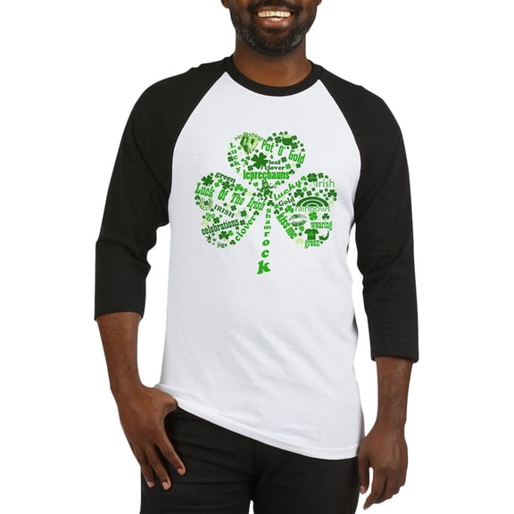 CafePress - St Paddys Day Shamrock Baseball Jersey - Cotton Baseball Jersey, 3/4 Raglan Sleeve Shirt
