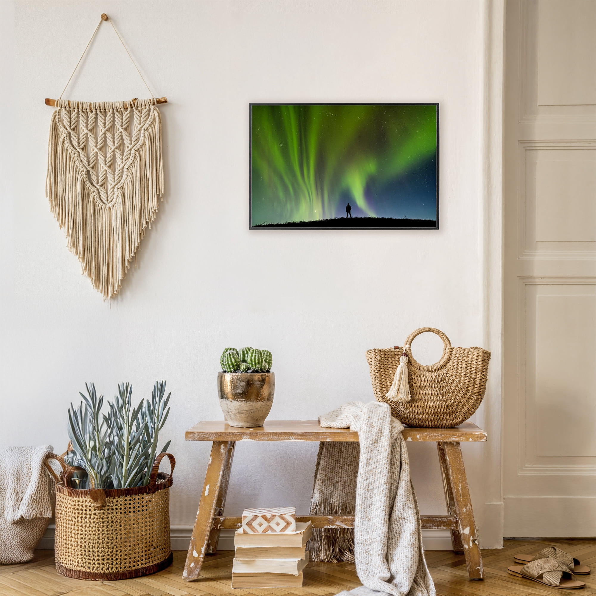 Stupell Industries Envelop Northern Lights Silhouette Black Framed Giclee Art, design by Shelley Carlisle