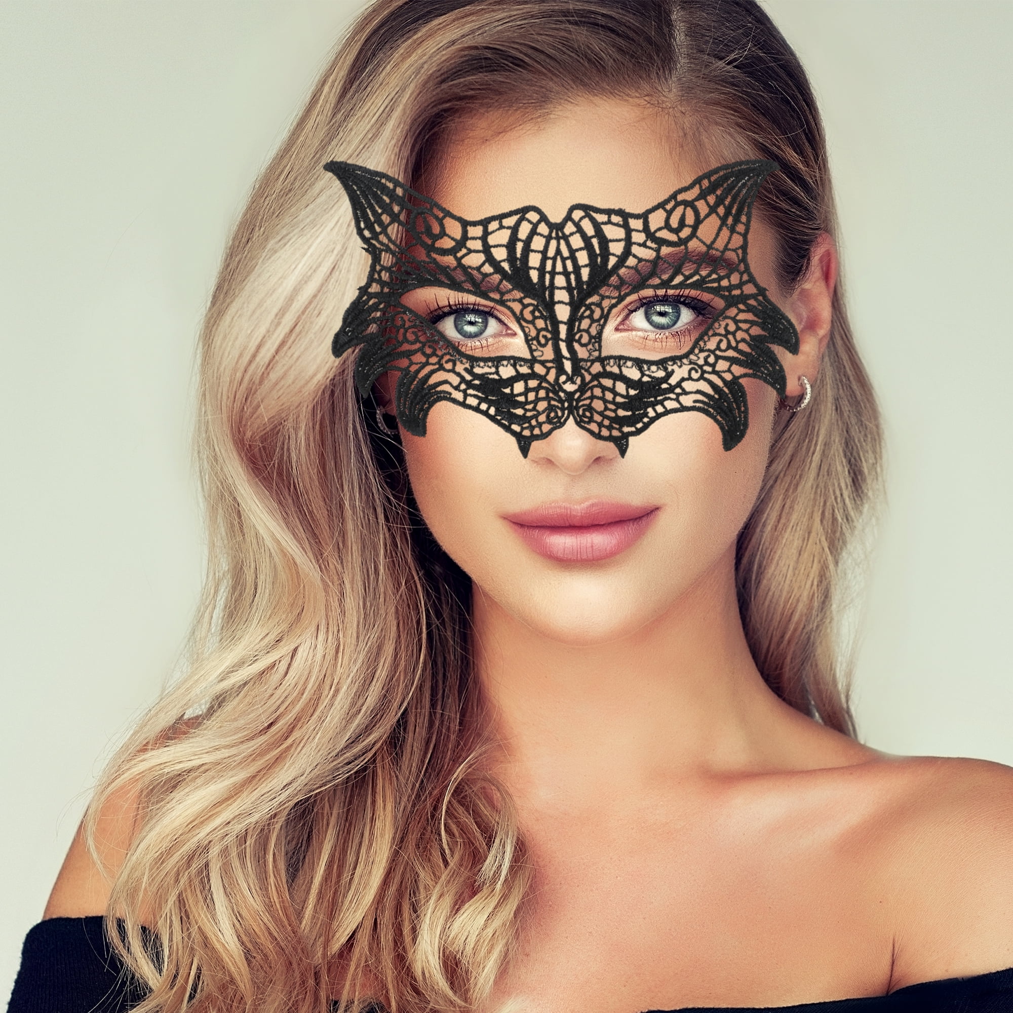 Unique Bargains 1 Pack Elegant Lace Half Face Party Mask in Black Black Pattern 15