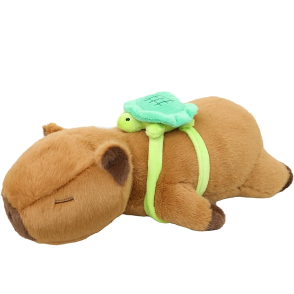 Capybara Plush Pillow with Removable Turtle Backpack, Soft Stuffed Animal Pillow for Kids Adults, Cute Capybara Plush Toy for Home Decor, Birthday Gift for Capybara Lovers, 13.8 Inch