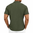thumbnail image 5 of idosla Mens Quarter Zip Polo Shirts Casual Summer Knit Textured Short Sleeve Shirt Beach Vacation Stretchy Golf Shirts (Army Green, 3XL), 5 of 9