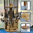 thumbnail image 5 of Rush Creek Creations Rustic Wood Round Spinning 30 Fishing Rod Storage Rack with 360 Degree Swivel Base, 5 of 8
