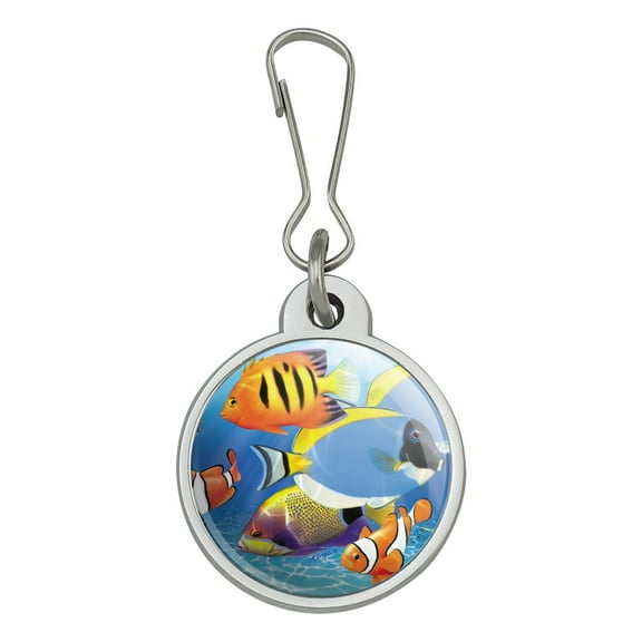 Tropical Coral Reef Fish Clown Jacket Handbag Purse Luggage Backpack Zipper Pull Charm