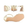 thumbnail image 4 of BLISSFUL STEP Women's Shoes Metallic Ankle Strap Kitten Heel Square Toe Sandals Gold 6, 4 of 7