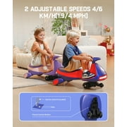 FanttikRide N7 Pro Electric Wiggle Car, Rechargeable Battery, 2-Speed, Anti-Rollover, Flashing Wheels, Bluetooth, Kids Car for Ages 3+, 150 lbs, Blue