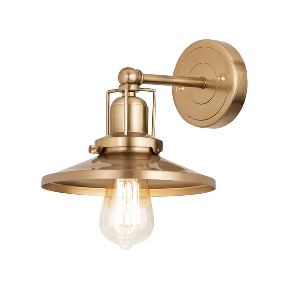 Elk Home English Pub 1-Light Satin Brass 8-Inch Wide Vanity Light with Metal Shade