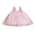 thumbnail image 1 of Girls Summer Sleeveless Butterfly Petals Print Tulle Princess Dress, 1 of 7