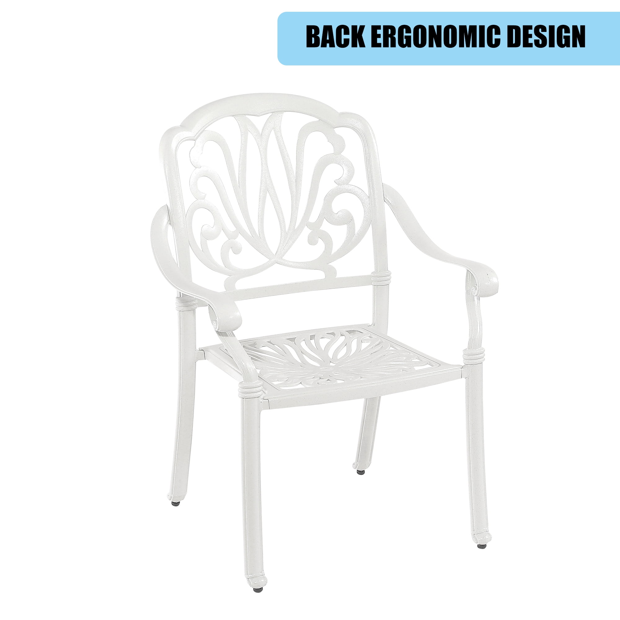 Kadyn 5PCS Outdoor Furniture Dining Table Set, All-Weather Cast Aluminum Patio Furniturev with 1 Round Table, 4 Chairs and Umbrella Hole, Outside Patio Table and Chairs for Patio Garden Deck, White Kadyn 5PCS Outdoor Furniture Dining Table Set, All-Weather Cast Aluminum Patio Furniturev with 1 Round Table, 4 Chairs and Umbrella Hole, Outside Patio Table and Chairs for Patio Garden Deck, White