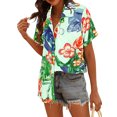 thumbnail image 4 of Frontwalk Women Hawaiian Style Shirts Summer Button Down Loose Floral Print Tops Beach Blouse Ladies Short Sleeve Business Tunic Shirt, 4 of 4