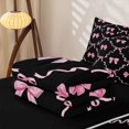 thumbnail image 5 of Homewish Pink Bowknot Ribbon Zipper Twin Comforter Sets with Fitted Sheet and 2 Pillowcases For Kids,Cute Coquette Bowtie Girls Zipper Bedding Set,Black Reversible,4-Piece, 5 of 7