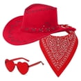 thumbnail image 2 of Western Cowboy Hat with Scarf and Glasses Three Piece Accessory Set, 2 of 3