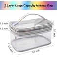 thumbnail image 2 of Neceser transparente para maquillaje, 2 capas, transparente, para viajes, portátil, organizador de maquillaje, resistente al agua, de PVC, grande, para cosméticos, para niñas y mujeres MFZFUKR CZMR-ST120-2, 2 of 6
