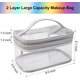thumbnail image 2 of Bolsa de maquillaje transparente para artículos de tocador, bolsa de maquillaje transparente de 2 capas para viaje, bolsa organizadora de maquillaje portátil, bolsa de aseo cosmética grande de PVC, 2 of 6