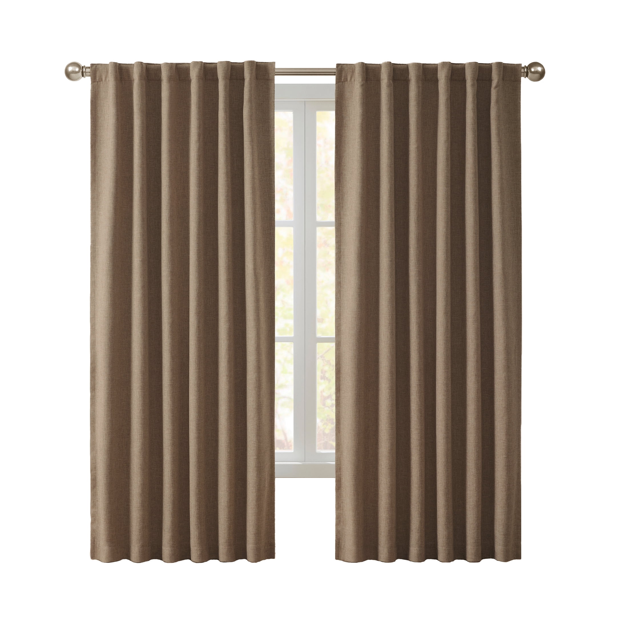 My Texas House Solid Woodsmoke Rod Pocket Back Tab Blackout Curtain Panel, 52" x 108"