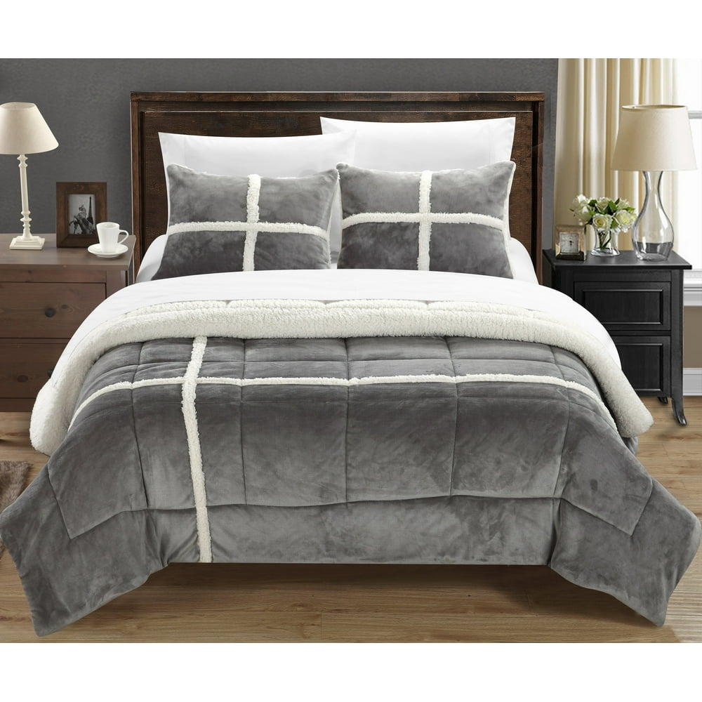 Chloe 3 or 2 Piece Comforter Set Ultra Plush Micro Mink Sherpa Lined