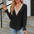 thumbnail image 4 of Blusas casuales con dobladillo de encaje Color sólido Blusas de otoño para mujer Blusas básicas Traje diario FLhrweasw Nuevo, 4 of 7