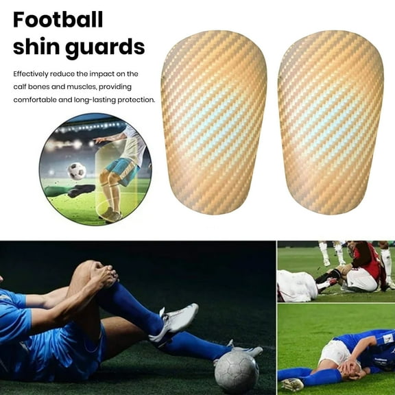 Tnobhg 1 Pair Mini Soccer Shin Guards Fiber Pattern Anti-slip Kids Teens Adults Players Miniature Shin Pads Protectors Football Games Protective Equipment