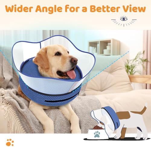 Raised Inflatable Dog Cone Alternative Collars for After Surgery, Dog Donut Collar After Surgery, Soft Pet Cone for Small Medium Large Dogs to Stop Licking Navy,S(Neck 7"-9.5")