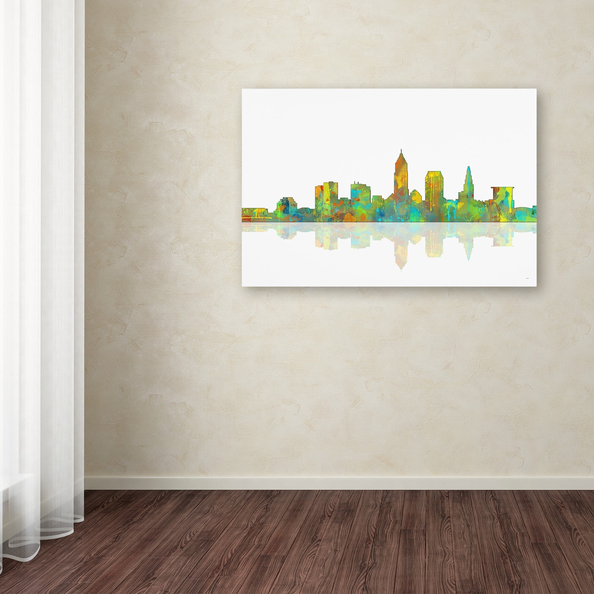 Trademark Fine Art "Cleveland Ohio Skyline" Canvas Art by Marlene Watson