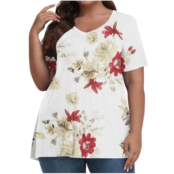 Camiseta de Manga Corta de Cuello en V Sólido Casual, Camisetas de Manga Corta para las Mujeres