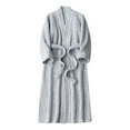 thumbnail image 4 of TIWEKE Men Bathrobe Winter New Half Flannel Men's Thickened Robe Long Furry Home Wear Bathrobe (Light Blue,M), 4 of 4