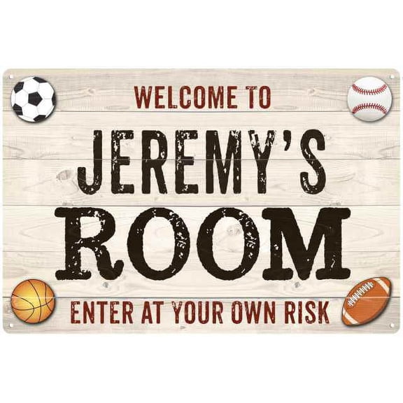JEREMY'S Room Kids Bedroom Sign Boy's Gift 8x12 Metal 108120090116