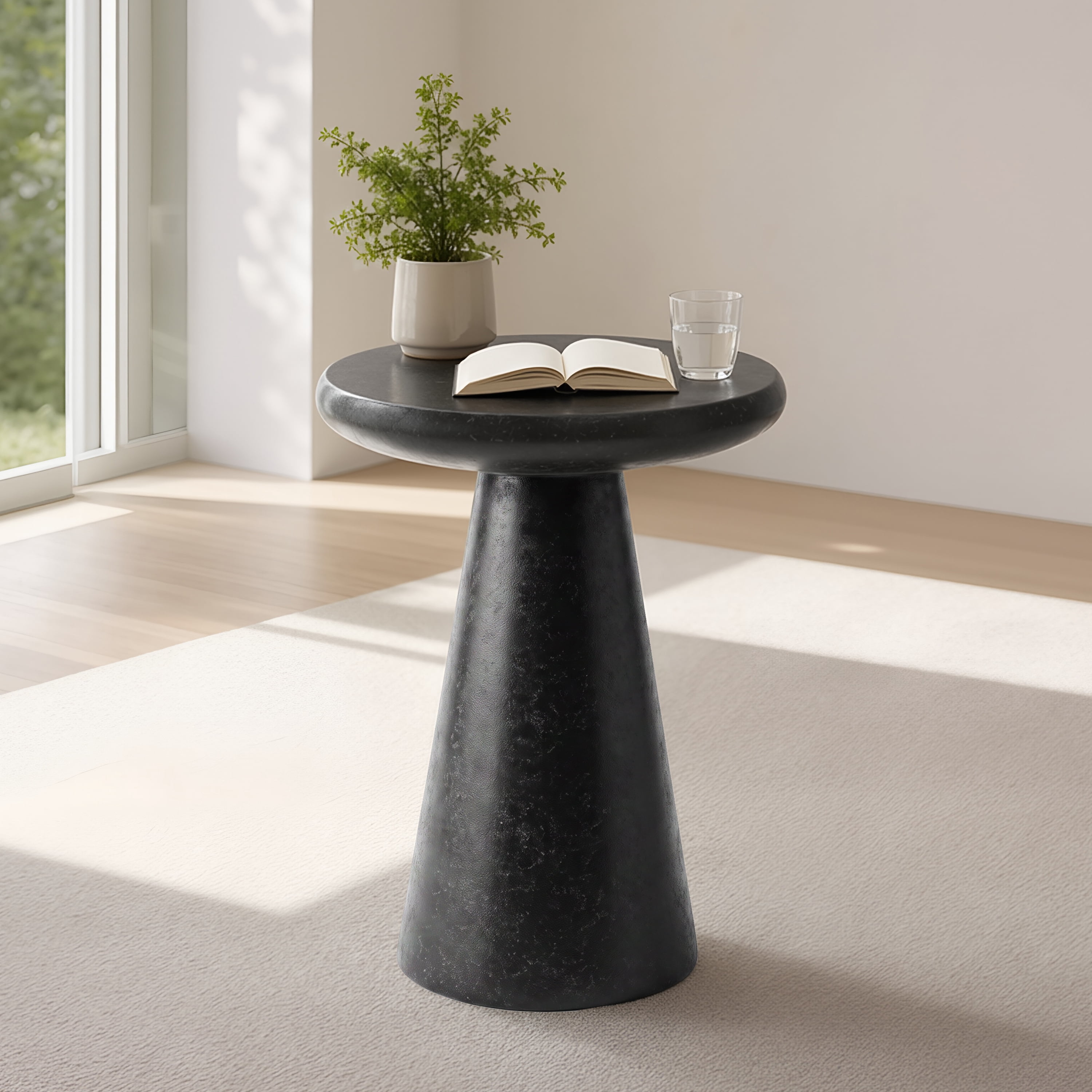 Mushroom MGO Side Table – Durable Construction, Compact Design, Gloss Ceramic Black