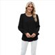 thumbnail image 2 of Blusa de Larga Abullonada para Mujer, Elegante, Informal, de con Cuello Redondo, Holgada, Plisada, para Trabajo y Oficina. Negro XL, 2 of 9
