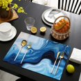 thumbnail image 4 of Light Blue Marble Flow Pattern Summer Placemats Table Placemats Set Of 4-Linen Kitchen Washable Placemats Table Mats 11.8"x17.7" Non-Slip Heat Resistant, 4 of 6