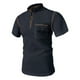 thumbnail image 1 of Blusa y camisa de cuello alto de manga corta para hombre, informal, de verano, a la moda, de color liso, con bolsillos y botones, blusa de cuello alto para hombre., 1 of 5