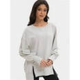 thumbnail image 4 of Women Oversized Sweatshirts Crewneck Side Slit Pullover Long Sleeve Casual Tops, 4 of 6