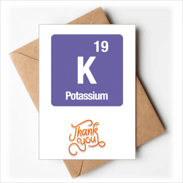 K POTASIO Elemento químico Chem Nota en blanco del sobre de la tarjeta de agradecimiento