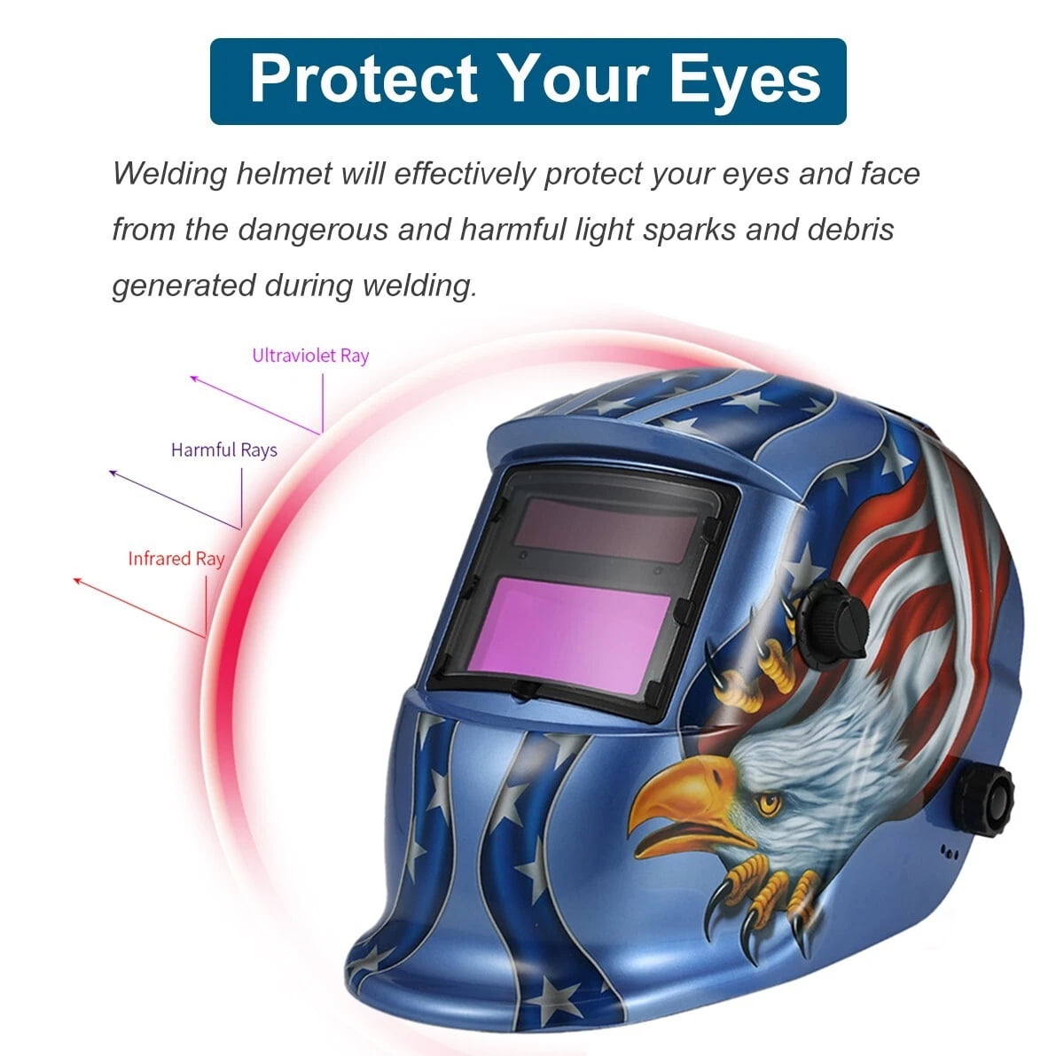 iMeshbean Solar Auto Darkening Welding Helmet with 2 Lens + Bag, Grinding Hood Welder Mask for Mig Tig Arc