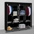 thumbnail image 3 of 67" Clothes Closet, Bingkers Portable Wardrobe Clothes Storage Rack 12 Shelves 4 Side Pockets Black, 3 of 7