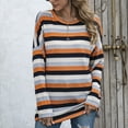 thumbnail image 3 of Defitshape Women's Long Sleeve Plus Size Crew Neck Pullover Tops Sweatshirt Striped Casual Tunic Orange Small, 3 of 5