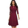 thumbnail image 3 of ZMHEGW Womens Dresses Hollowed Out Stand Up Collar Commuting Large Swing A Line Skirt Sunday Dress For Women, 3 of 3