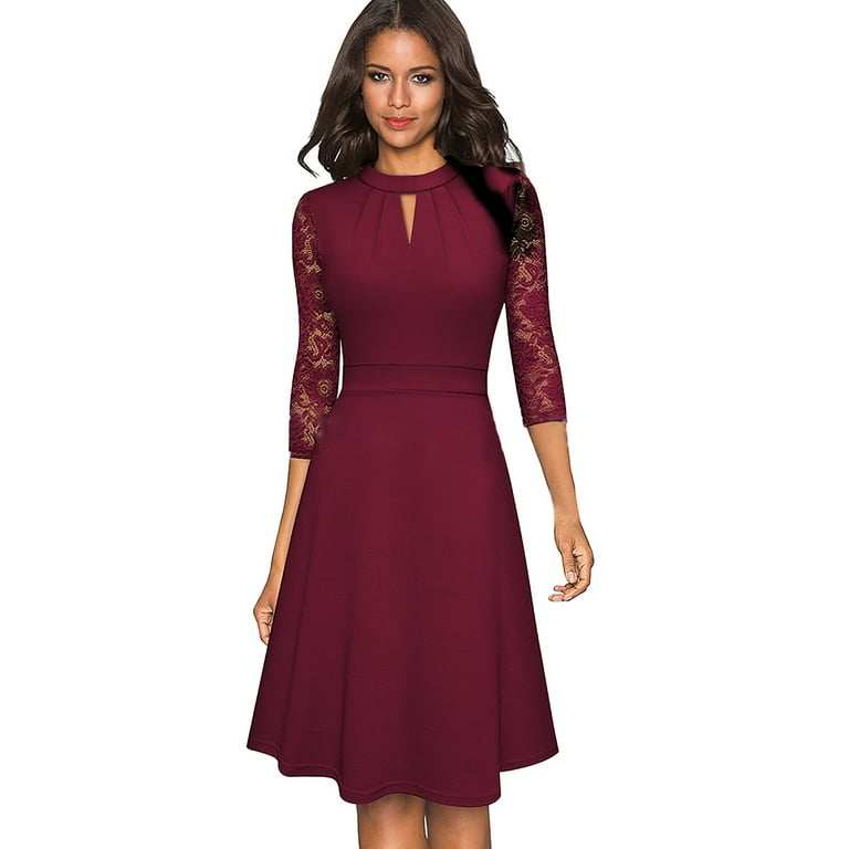 Cute Summer Dresses Hollowed Out Stand Up Collar Dress Commuting Large Swing A Line Skirt Teen Summer Dresses Walmart