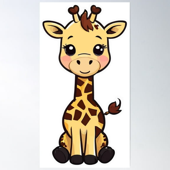 Cute Little Giraffe, Baby Giraffe Poster Wall Art, Modern Wall Decor For Living Room Bedroom, 8x12 UNFRAMED