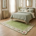 thumbnail image 2 of Kzaei 5'x7' Floral Scalloped Area Rug for Living Room, Washable Soft Rug with Non-Slip Backing, Large Floral Vintage Distress Print Pattern Carpet, Green, 2 of 6