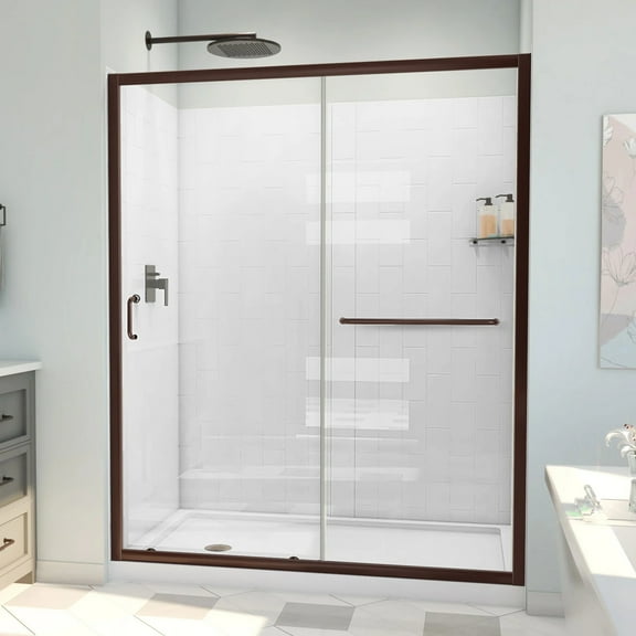 DreamLine Infinity-Z 30 in. D x 60 in. W x 78 3/4 in. H Sliding Shower Door Base and Wall Kit