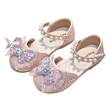 NOLDARES Toddler Ballet Shoes Dress Shoes for Girls Mary Jane Flats - Wedding Shoes Low Heel - Party Gift Mary Jane Toddler Shoes - Toddler Girl Shoes(Pink 4.5-5Years)