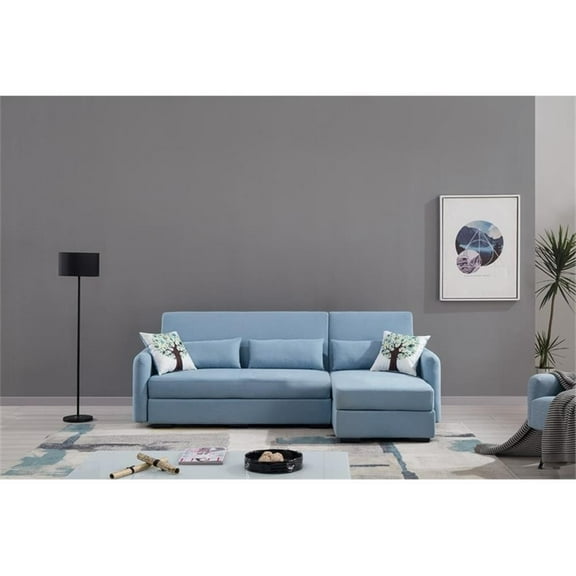 AE-LD828L Light Blue Color With Velvet Right Facing Chaise Sectional