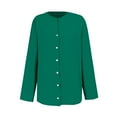 thumbnail image 4 of Blusa holgada con botones para mujer: camisa de manga larga y color liso, top informal con cuello en V para el trabajo o el fin de semana, tallas S-5XL., 4 of 4