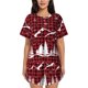 thumbnail image 1 of Fotbe Christmas Tree Buffalo Plaid Conjunto de Pijama Estampado para Mujer, 2 Piezas, Ropa de Dormir con Camiseta de Manga Corta y Shorts Suaves-X-Large, 1 of 6