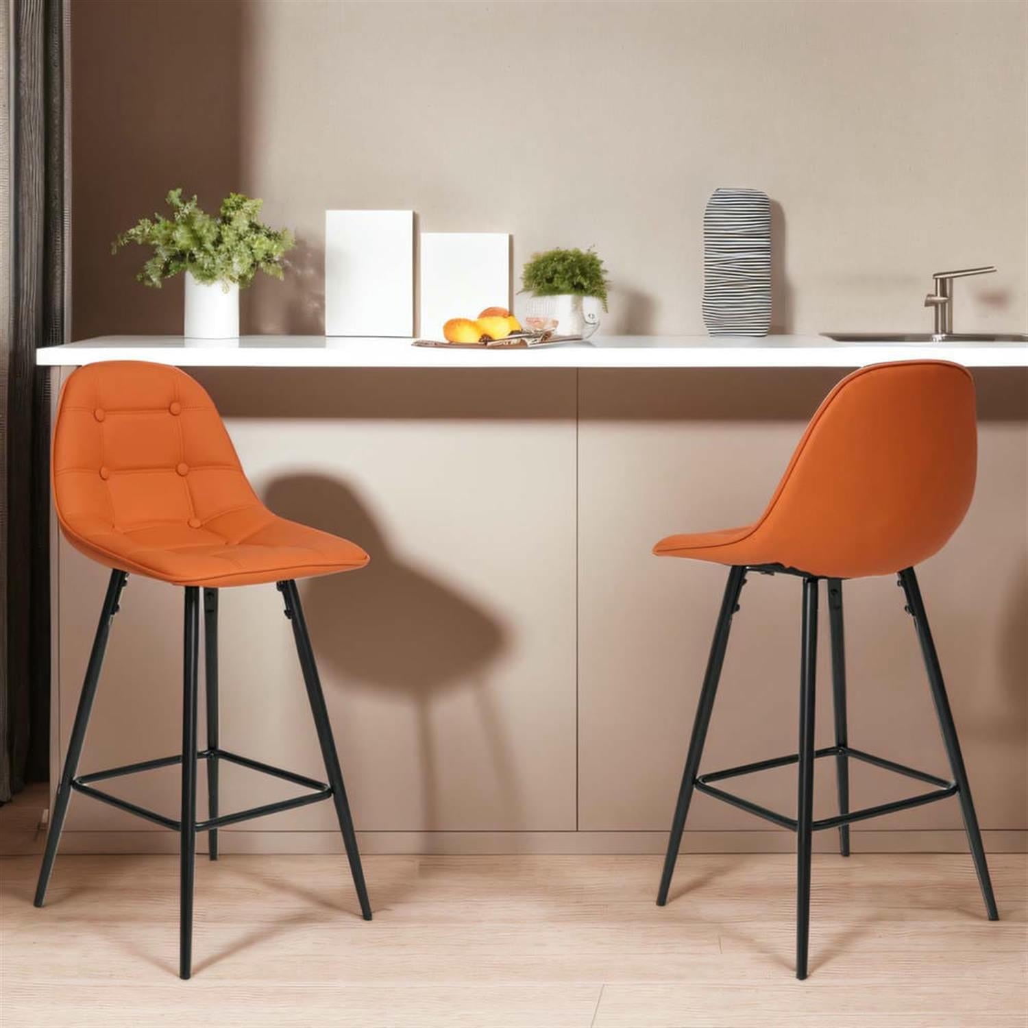 Demi Bonn 37" Counter Height Bar Stools Set of 2, Modern Barstools with Back, Kitchen Island Countertop Chairs for Dining Room, Brown