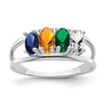 thumbnail image 2 of Auriga Fine Jewelry 925 Sterling Silver Rh-plated Synthetic 4 Stone Mother's Ring for Women Size 7, 2 of 4